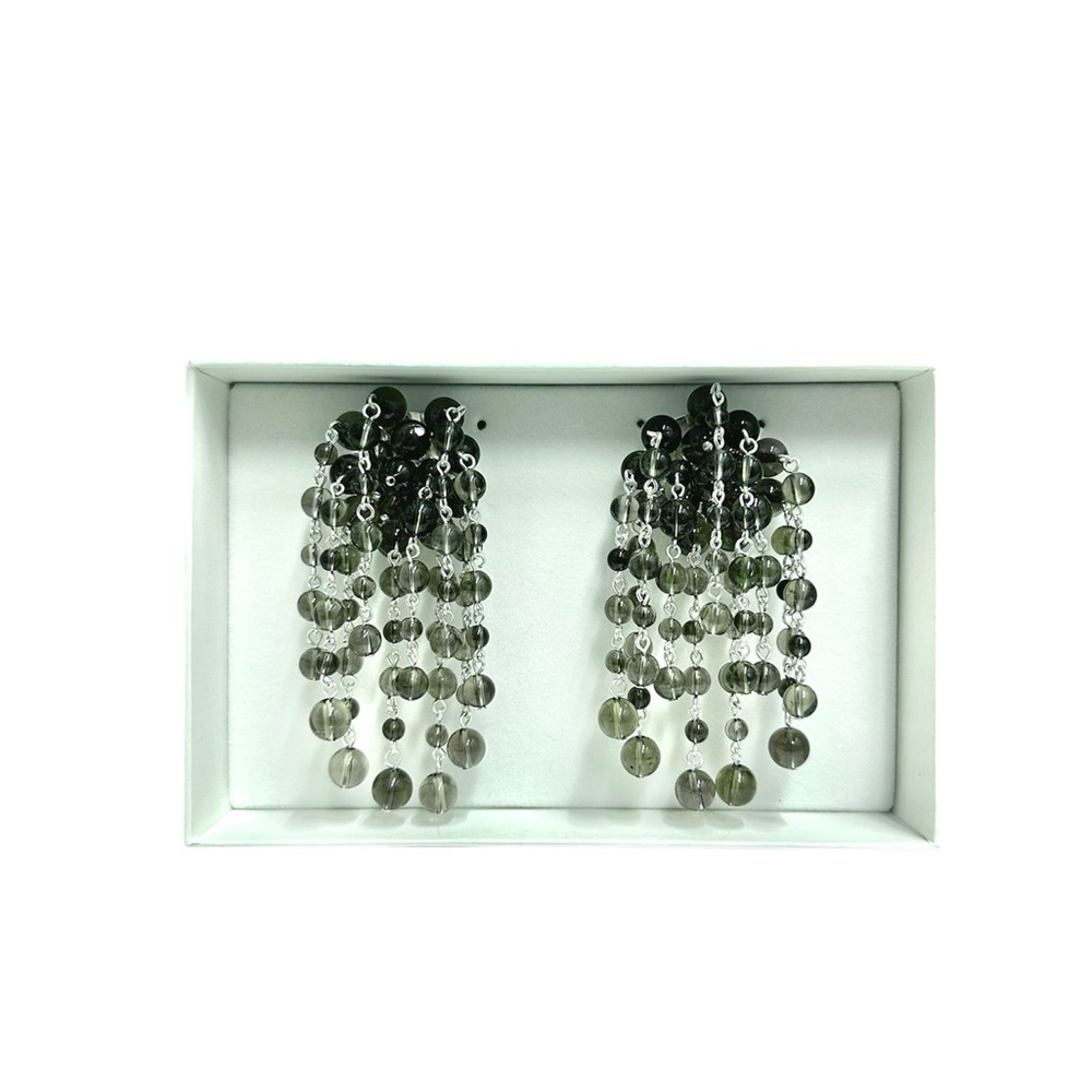 COS ATELIER Black Quartz Cascade Large Texture Clip On Earrings